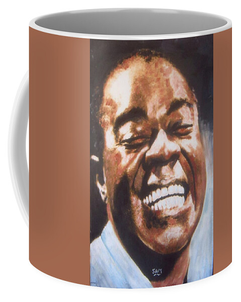 Sax Coffee Mug featuring the painting Louis Armstrong by Sam Shaker