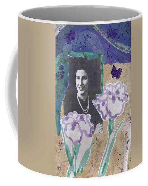 Family Coffee Mug featuring the mixed media Louise in Boston 1944 In Memory of My Mother by Anne Katzeff