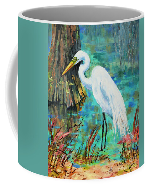 Louisiana Male Egret Coffee Mug featuring the painting Louisiana Male Egret by Dianne Parks