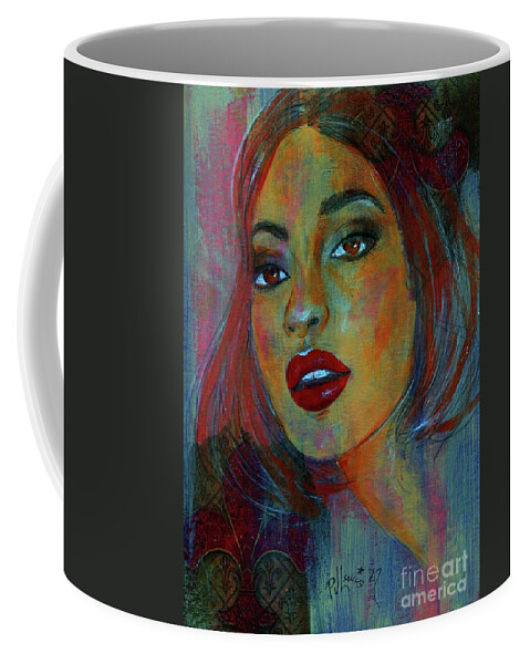 Spanish Woman Coffee Mug featuring the painting Lourdes at Twilight by PJ Lewis