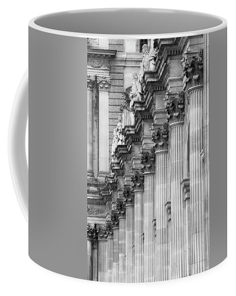 Architecture Coffee Mug featuring the photograph Louvre Pillars, Paris, 2015 by Hitendra SINKAR