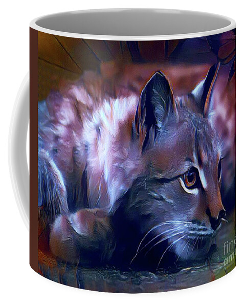 Cat Coffee Mug featuring the digital art Lovable Feline by Kathy Kelly