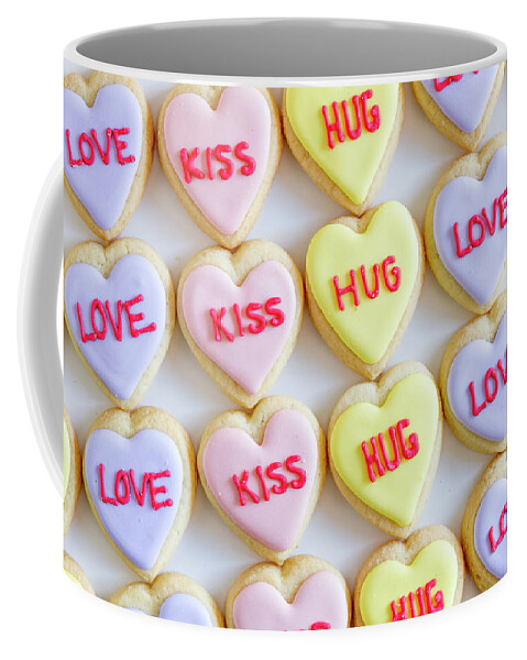 Valentines Day Coffee Mug featuring the photograph Love Kiss Hug Heart Cookies by Teri Virbickis