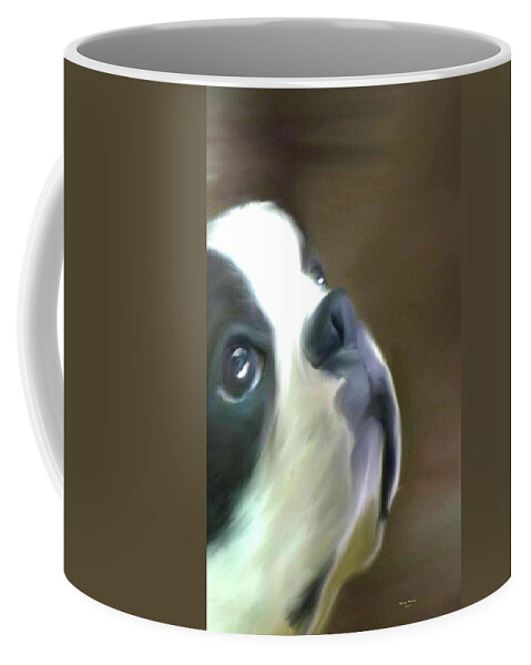 Boston Terrier Coffee Mug featuring the painting Love of a Boston by Maria Urso