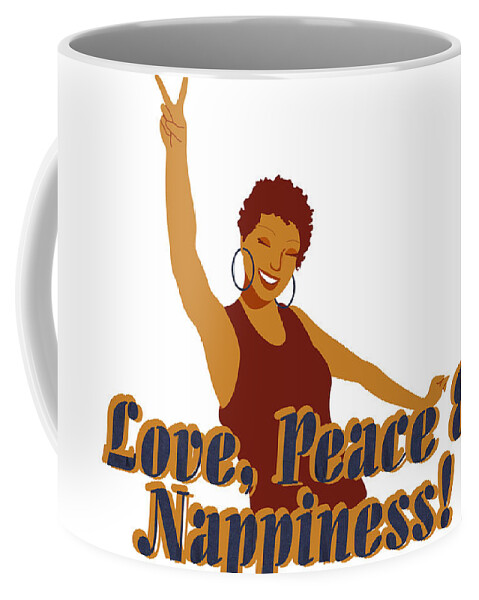 Love Coffee Mug featuring the digital art Love Peace and Nappiness by Rachel Natalie Rawlins