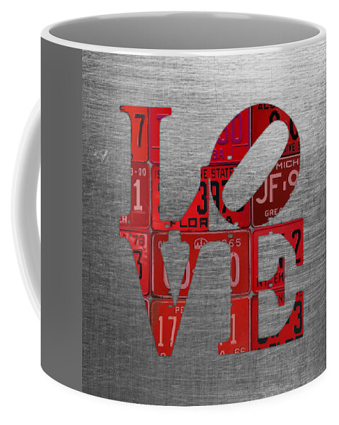 Love Sign Philadelphia Recycled red Vintage License Plates on