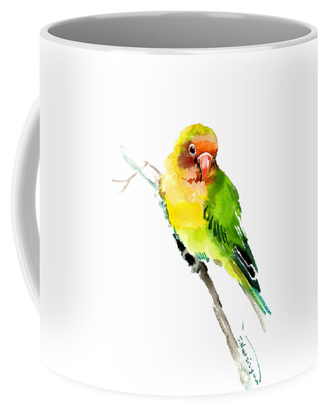 Orange Coffee Mug featuring the painting Lovebird by Suren Nersisyan