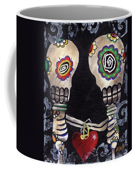 Day Of The Dead Coffee Mug featuring the painting Lovers by Abril Andrade