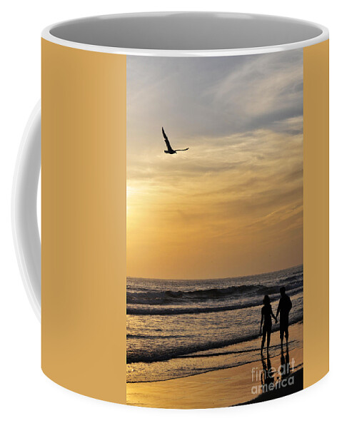 Golden Coffee Mug featuring the photograph Lovers Beach by Robert WK Clark