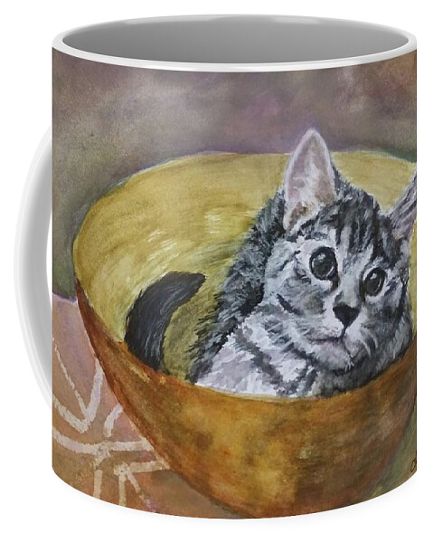 Kitten Coffee Mug featuring the painting Loving Lorelai by Cheryl Wallace