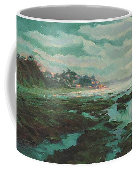 Coast Coffee Mug featuring the painting Low Tide at Moonlight by Steve Henderson
