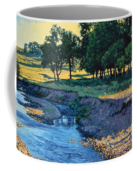 Landscape Coffee Mug featuring the painting Low Water Morning by Bruce Morrison