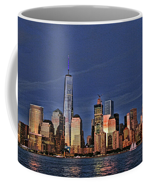 Freedom Tower Coffee Mug featuring the photograph Lower Manhattan at Twilight by Allen Beatty