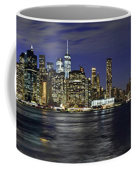 America Coffee Mug featuring the photograph Lower Manhattan from Brooklyn Heights at Dusk - New York City by Carlos Alkmin