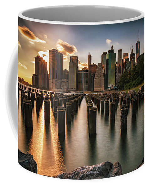 New York City Coffee Mug featuring the photograph Lower Manhattan Sunset Twinkle by Alissa Beth Photography