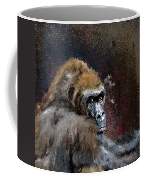 Gorilla Coffee Mug featuring the painting Lowland Gorilla by Mandy Tabatt