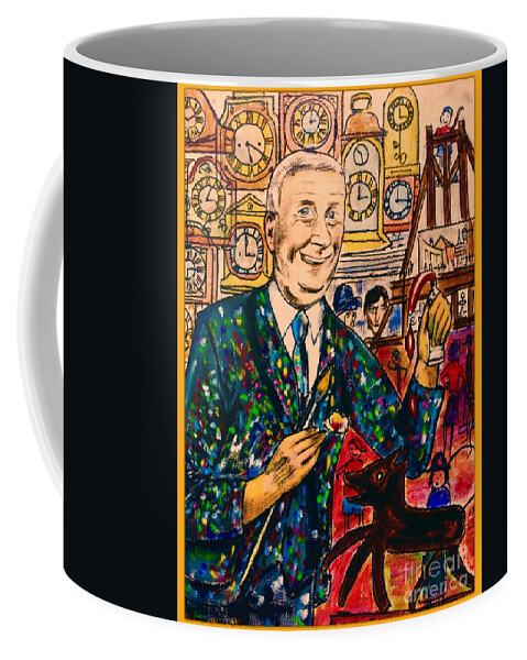 L S Lowry Coffee Mug featuring the painting Lowry's Painting Suit Framed by Joan-Violet Stretch