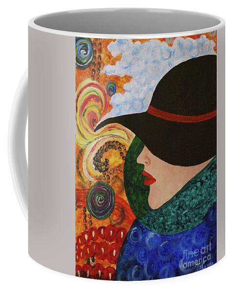 Abstract Coffee Mug featuring the painting Lucy in the Sky by Jane Chesnut