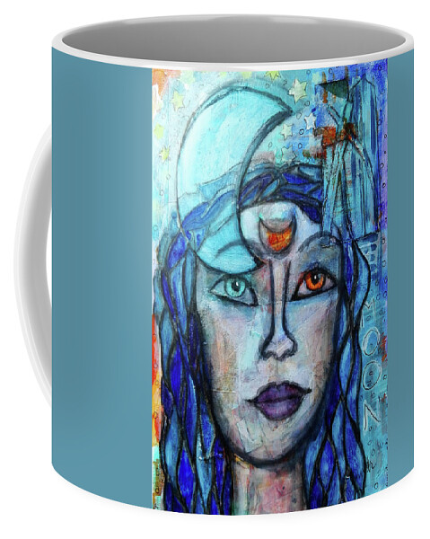 Luna Coffee Mug featuring the mixed media Luna by Mimulux Patricia No