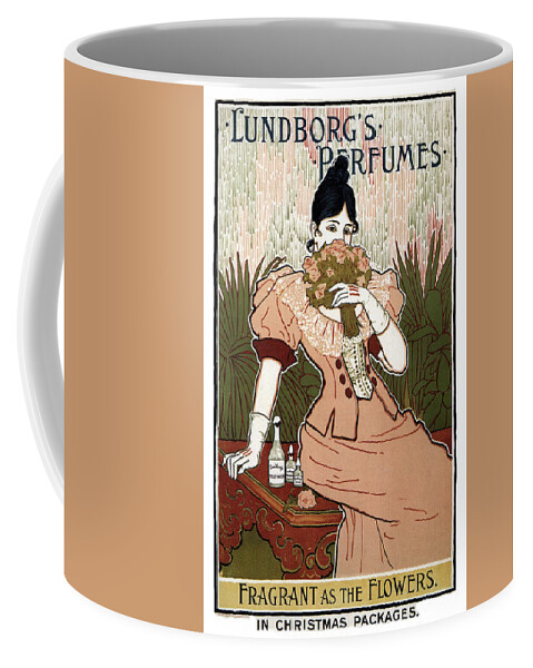 Vintage Coffee Mug featuring the mixed media Lundborg's Perfumes - Vintage Advertising Poster by Studio Grafiikka