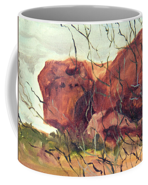 Landscape Coffee Mug featuring the painting Lurking Rock by Nila Jane Autry