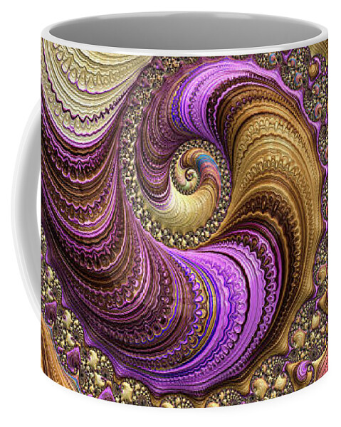 Spiral Coffee Mug featuring the digital art Luxe colorful fractal spiral by Matthias Hauser