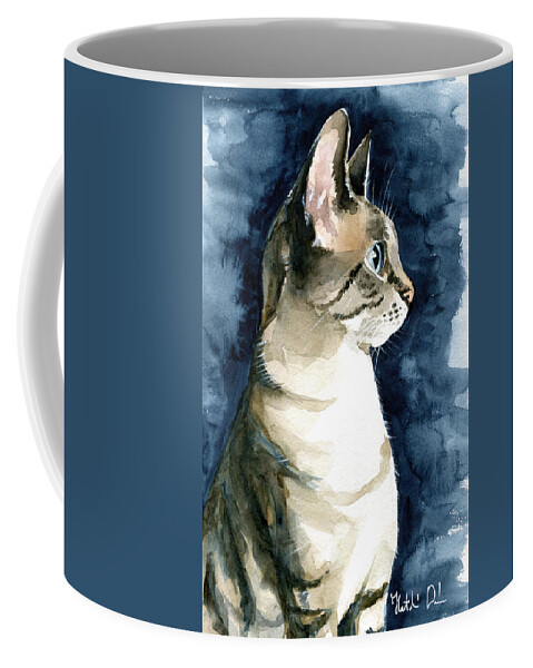 Cat Coffee Mug featuring the painting Lynx Point Cat Portrait by Dora Hathazi Mendes