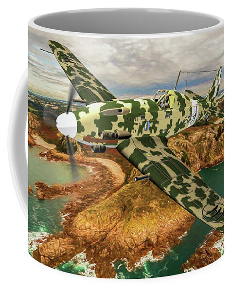 Macchi Mc-205 Veltro Coffee Mug featuring the digital art Macchi Mc-205 Veltros - Oil by Tommy Anderson