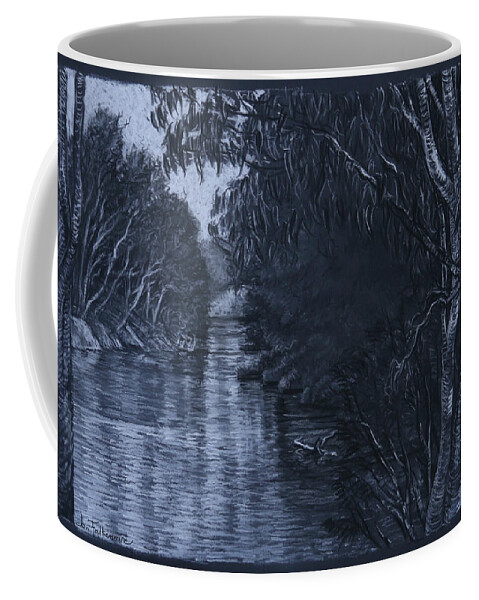  Coffee Mug featuring the drawing Macintyre River, Goondiwindi NSW by Jon Falkenmire