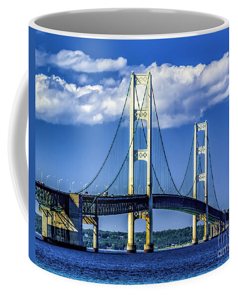 Mackinac Bridge Coffee Mug featuring the photograph Mackinac Bridge by Nick Zelinsky Jr