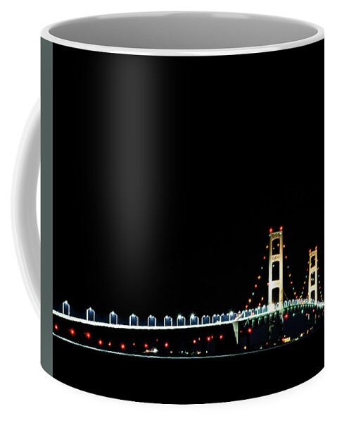 Michigan Coffee Mug featuring the photograph Mackinaw Bridge 60th Anniversary by Joe Holley