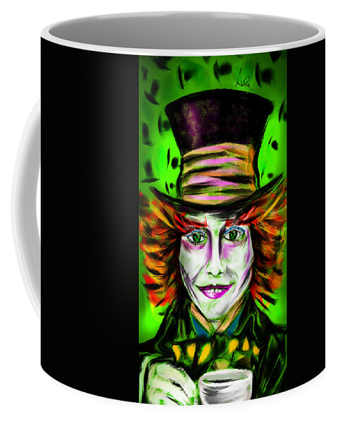 Mad Hutter Coffee Mug featuring the drawing Mad Hatter #2 by Alessandro Della Pietra