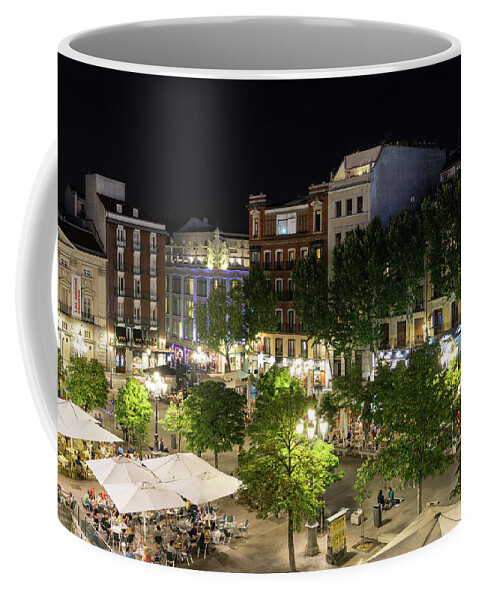 Georgia Mizuleva Coffee Mug featuring the photograph Madrid Nightlife - the Fabulous Plaza de Santa Ana at Night by Georgia Mizuleva