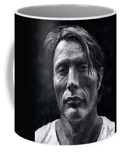 Mads Mikkelsen Coffee Mug featuring the painting Mads Mikkelsen by Christian Klute