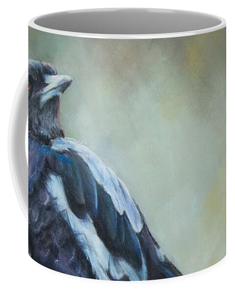 Magpie Coffee Mug featuring the pastel Maggie by Kirsty Rebecca