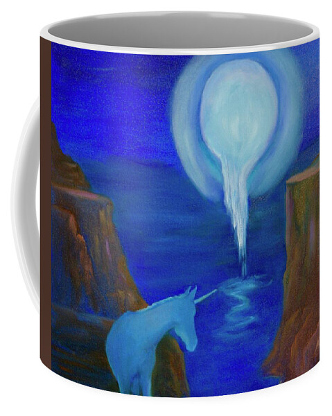 Moon Coffee Mug featuring the painting Magical Azul by Nataya Crow