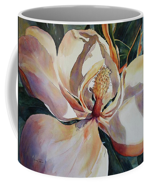 Magnolia Coffee Mug featuring the painting Magnolia, Golden Glow by Roxanne Tobaison