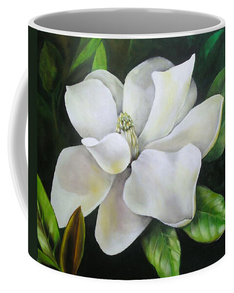 Flower Coffee Mug featuring the painting Magnolia Oil Painting by Chris Hobel