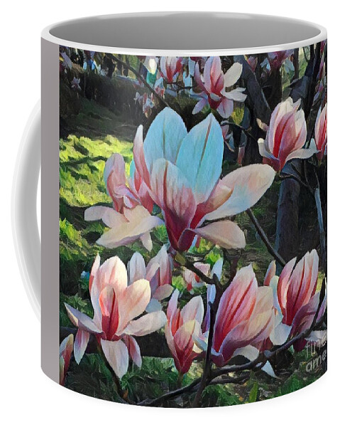 Flowers Coffee Mug featuring the photograph Magnolias in Shade - Central Park in Spring by Miriam Danar
