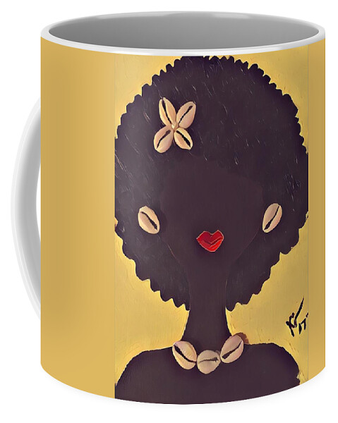 Woman In Natural Curls. Coffee Mug featuring the painting Mahagoney by K Daniel