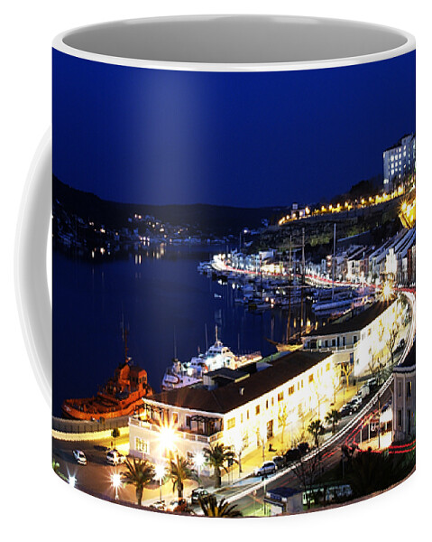 Mediterranean Coffee Mug featuring the photograph Mahon Harbour At Night by Pedro Cardona Llambias