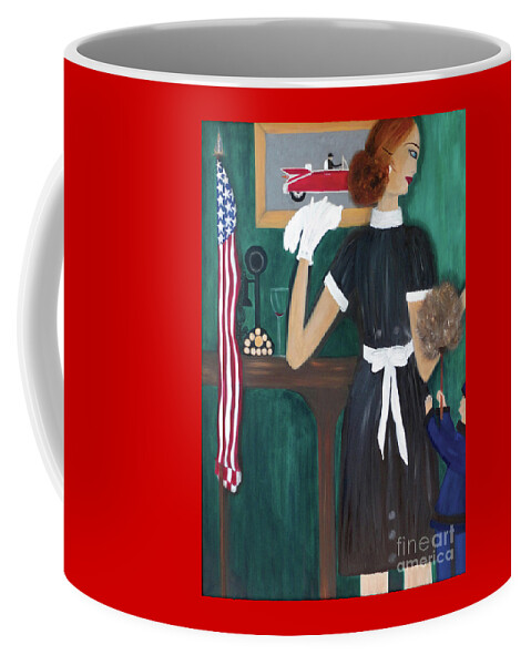 Maid Coffee Mug featuring the painting Maid In America by Artist Linda Marie