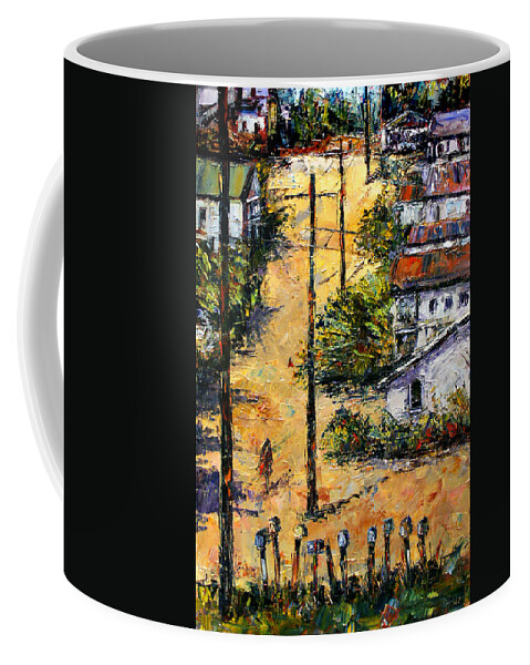 Chavez Revine Coffee Mug featuring the painting Mail Boxes Chavez Revine by Debra Hurd
