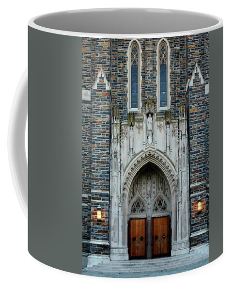 Duke Coffee Mug featuring the photograph Main Entrance To Chapel by Cynthia Guinn
