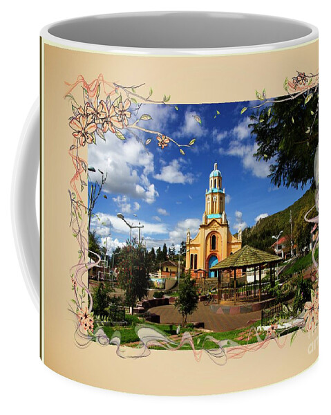 Catholic Coffee Mug featuring the photograph Main Plaza At Paccha, Ecuador III by Al Bourassa