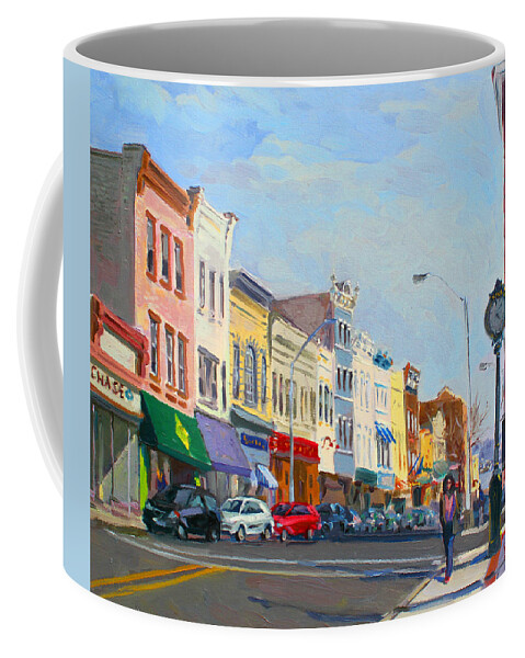 Main Street Coffee Mug featuring the painting Main Street Nayck NY by Ylli Haruni