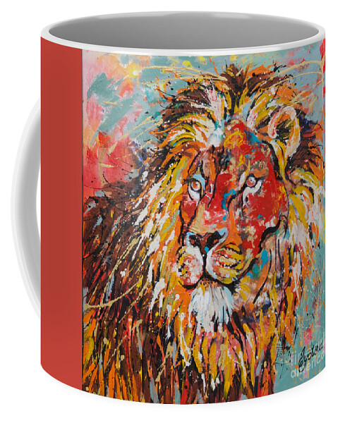 African Wildlife Coffee Mug featuring the painting Majestic by Jyotika Shroff