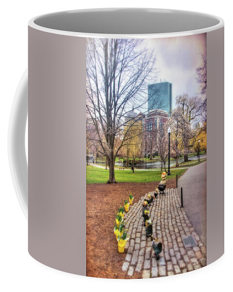 Make Way For Ducklings Coffee Mug featuring the photograph Make Way for Ducklings in Spring - Boston Public Garden by Joann Vitali