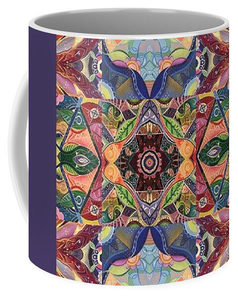 Abstract Coffee Mug featuring the mixed media Making Magic - A T J O D Arrangement by Helena Tiainen