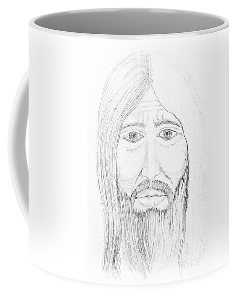 Drawing Coffee Mug featuring the drawing Male Face Drawing by Delynn Addams